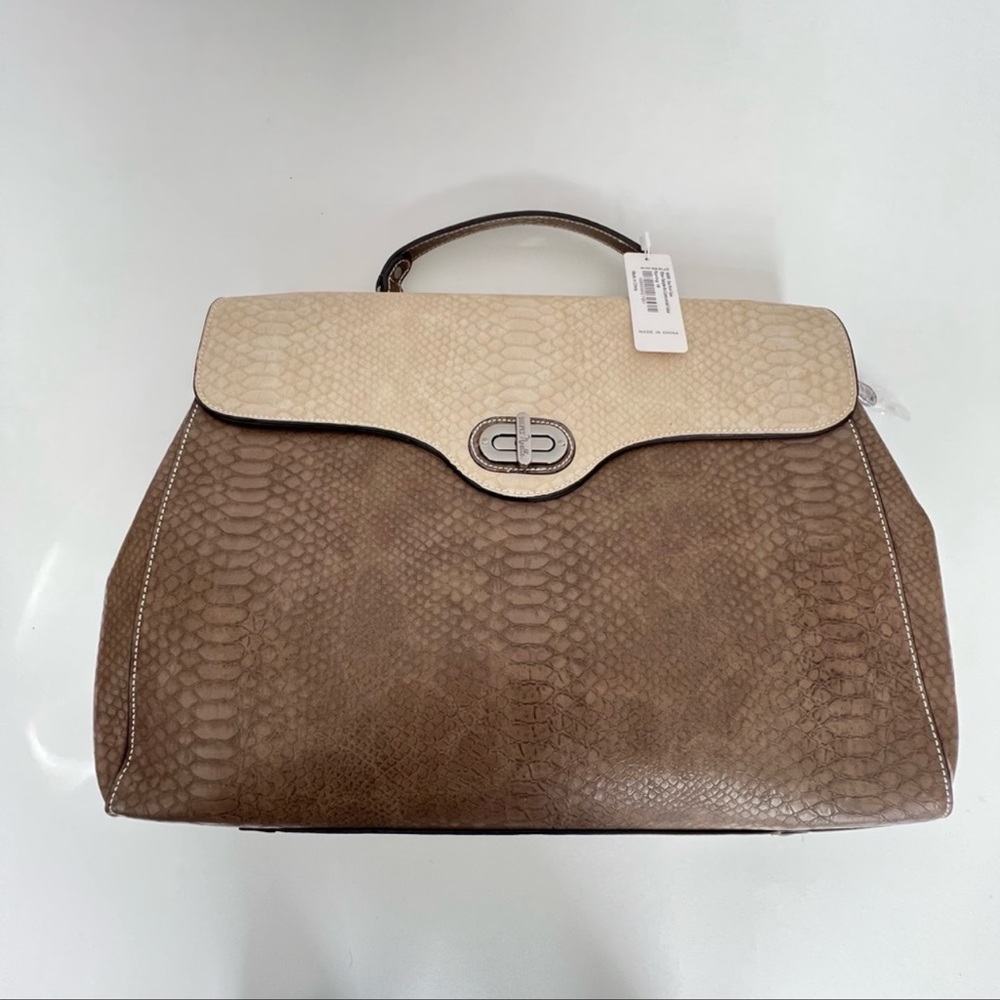 NEW W. TAGS Simply Noelle Gray Snakeskin briefcase